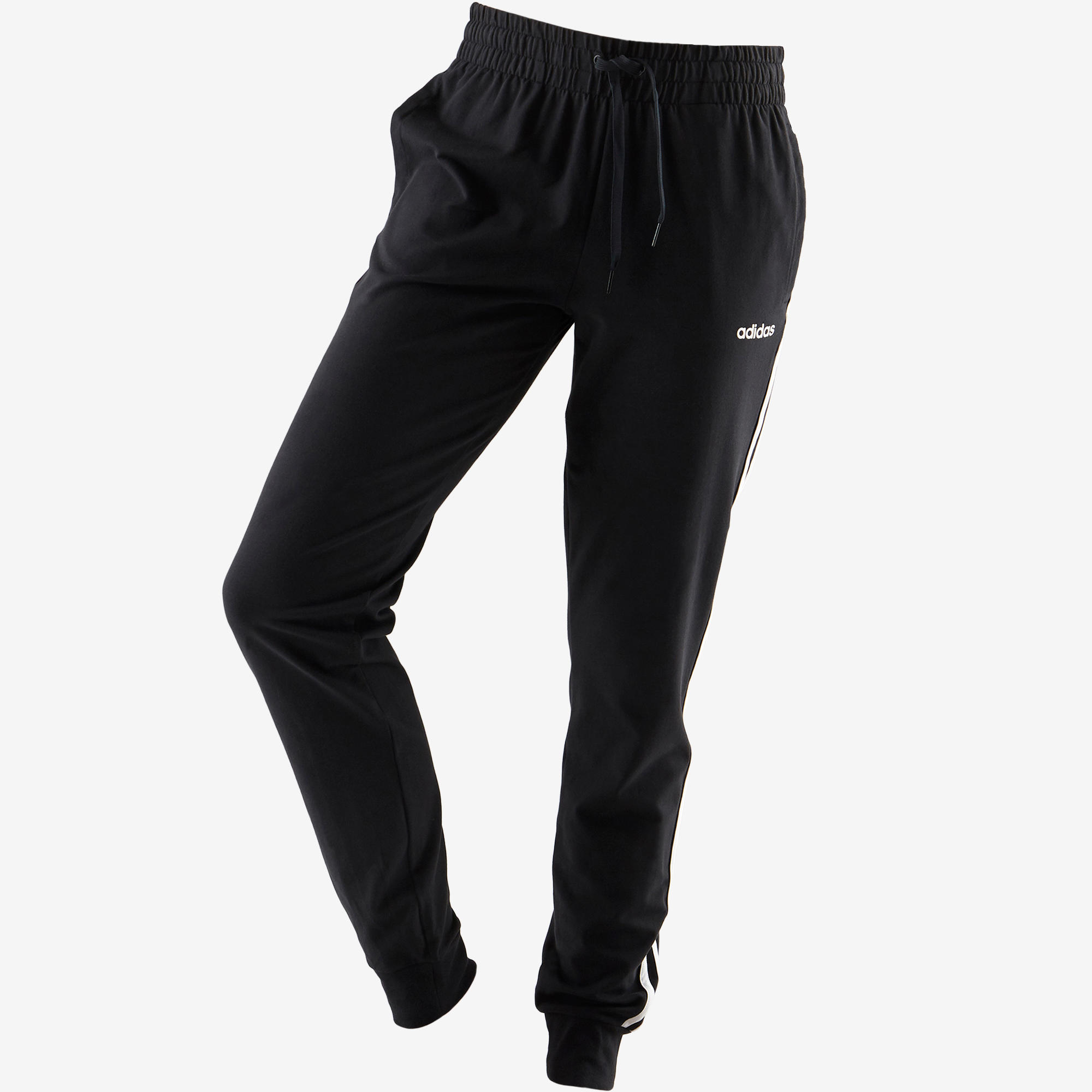 Damesbroek Adidas 3S 500 voor pilates en lichte gym zwart Damesbroek Adidas 3S 500 voor pilates en lichte gym zwart